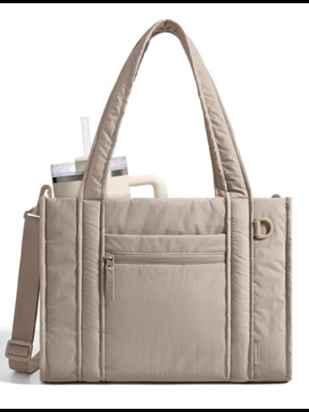 Quilted Puffy Tote Crossbody Bag Water-Resistant 14L Zip Laptop